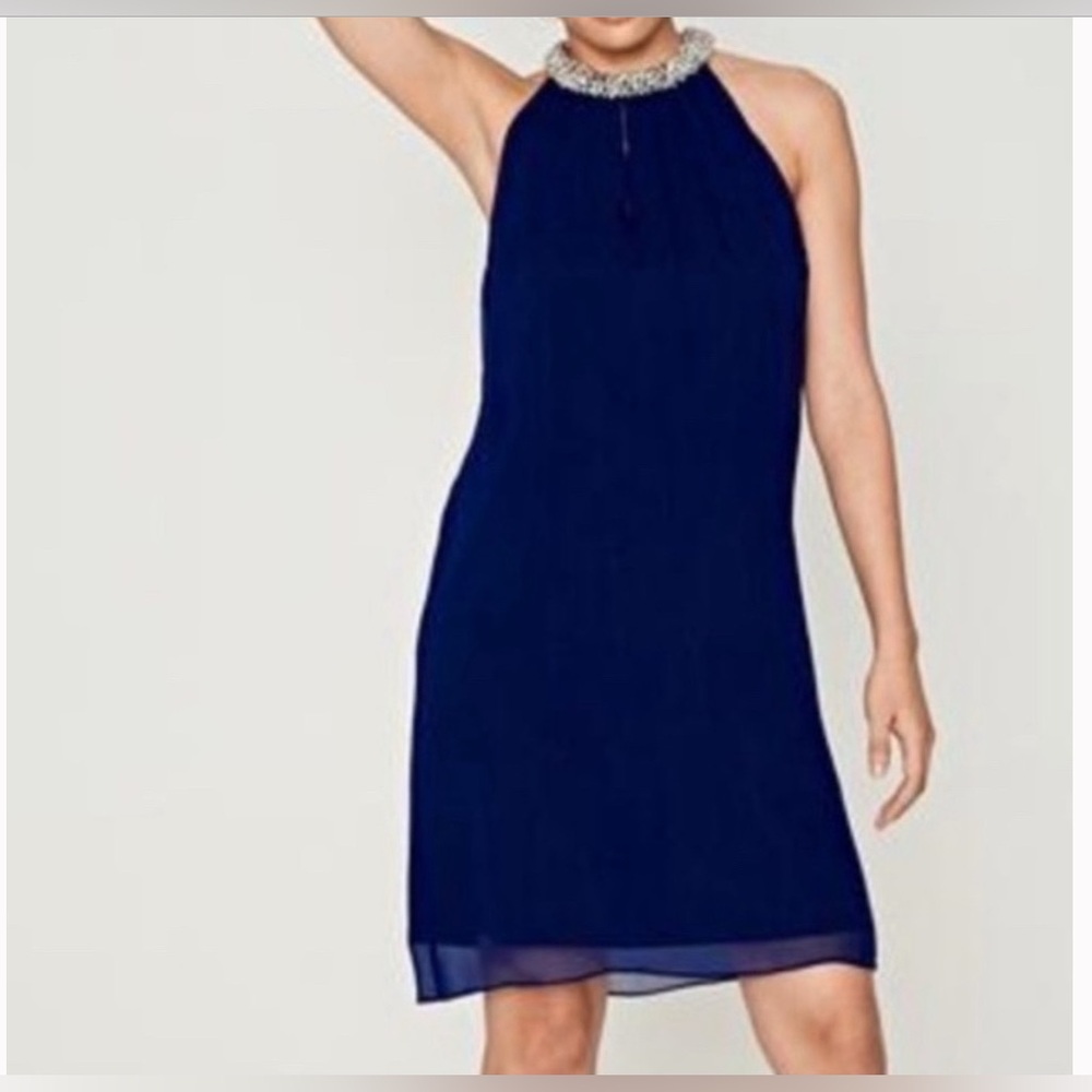 Diane Von Furstenberg Halter Dress, Navy Blue/Violet
